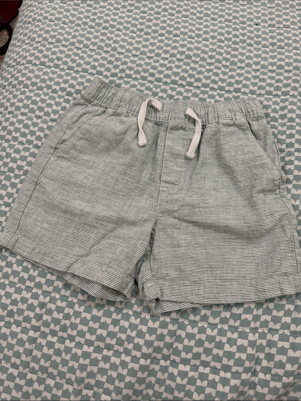 Janie and Jack Gray-White Striped Drawstring Shorts